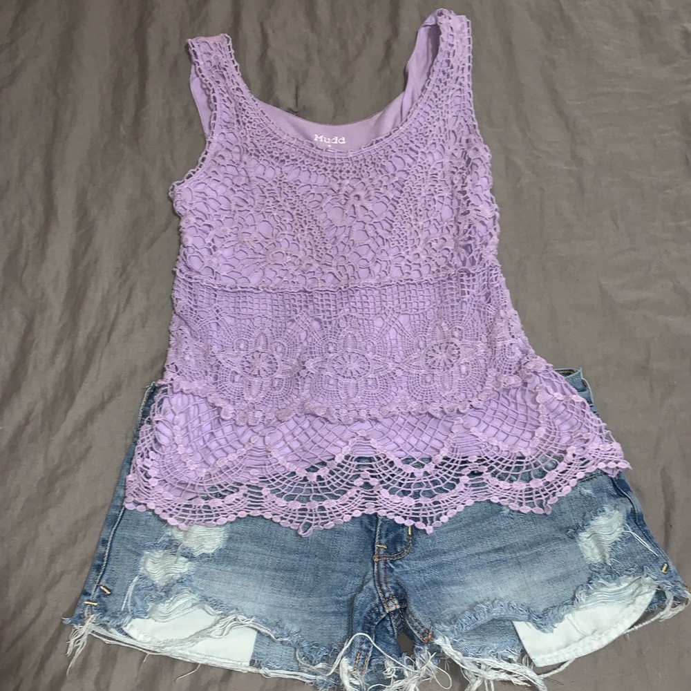 Mudd lace overlay tank top
